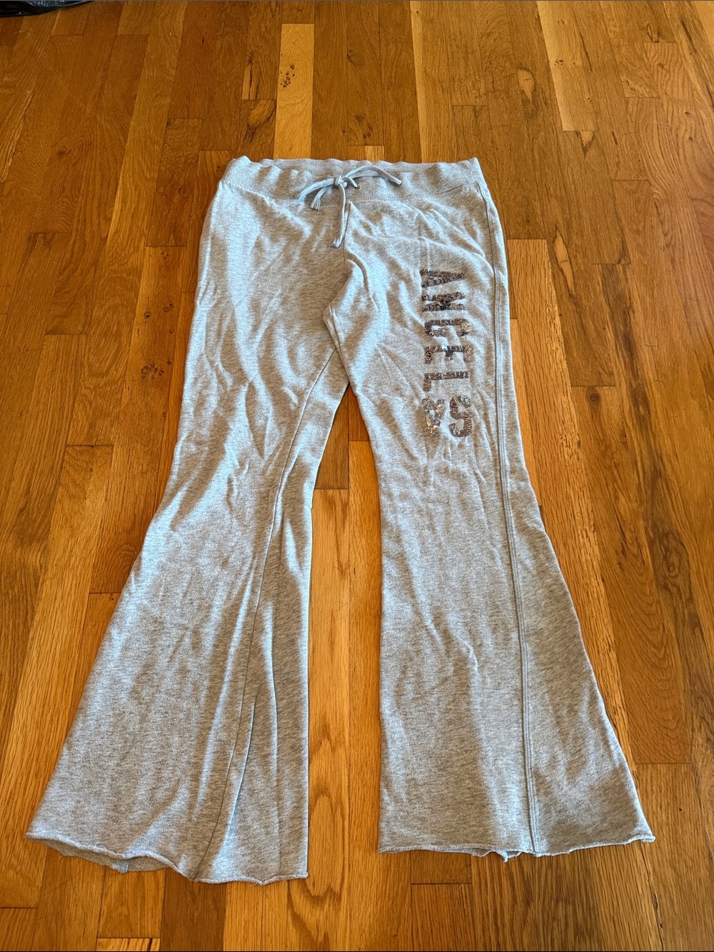 Victoria's Secret Light Gray Flared Joggers with Side Logo